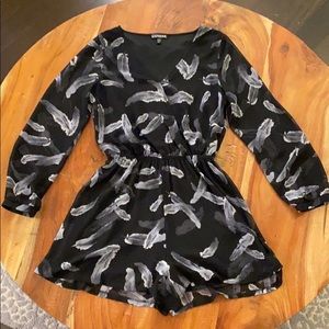 Express Feather Pattern Romper